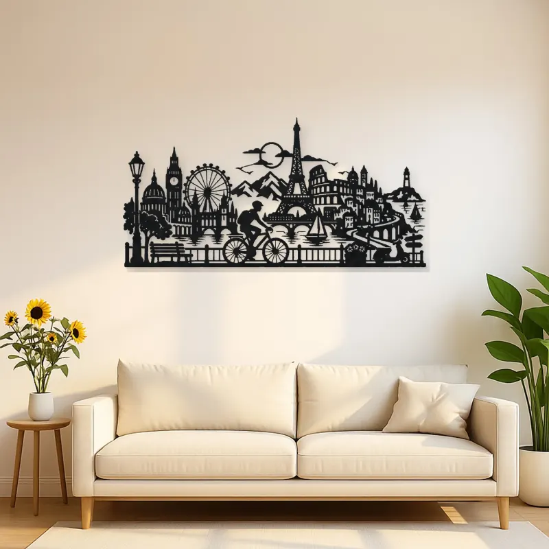Bicycle City Ride Metal Wall Art | Travel and City Wall Decor