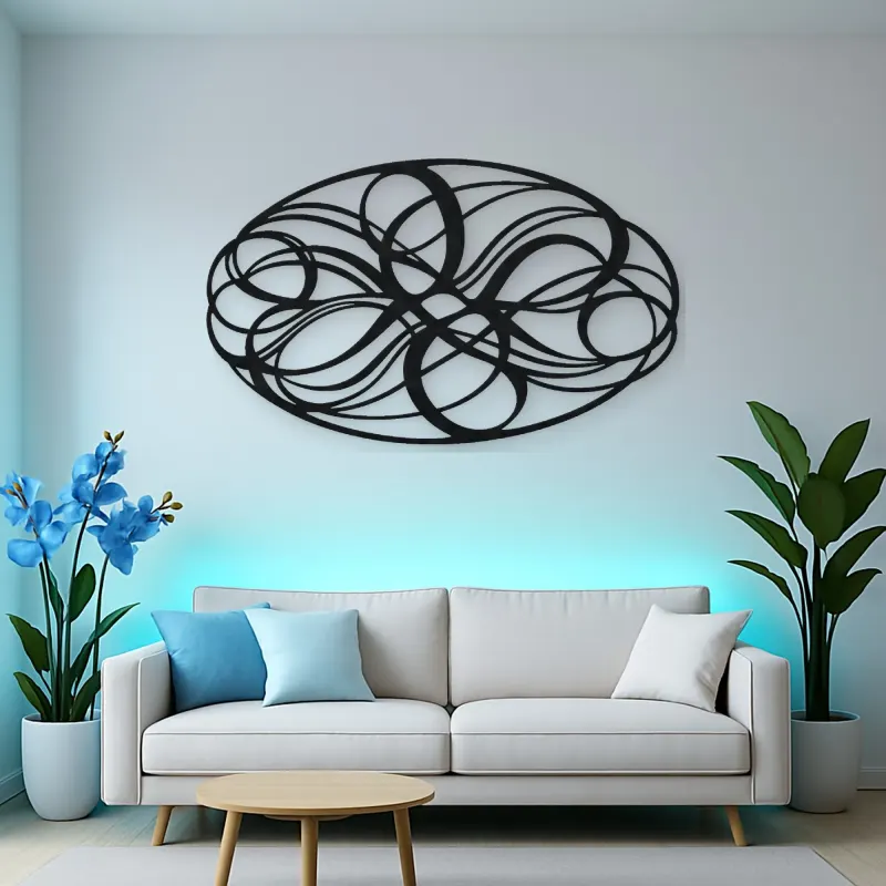 Woven Oval Network Metal Wall Art | Modern Abstract Metal Decor