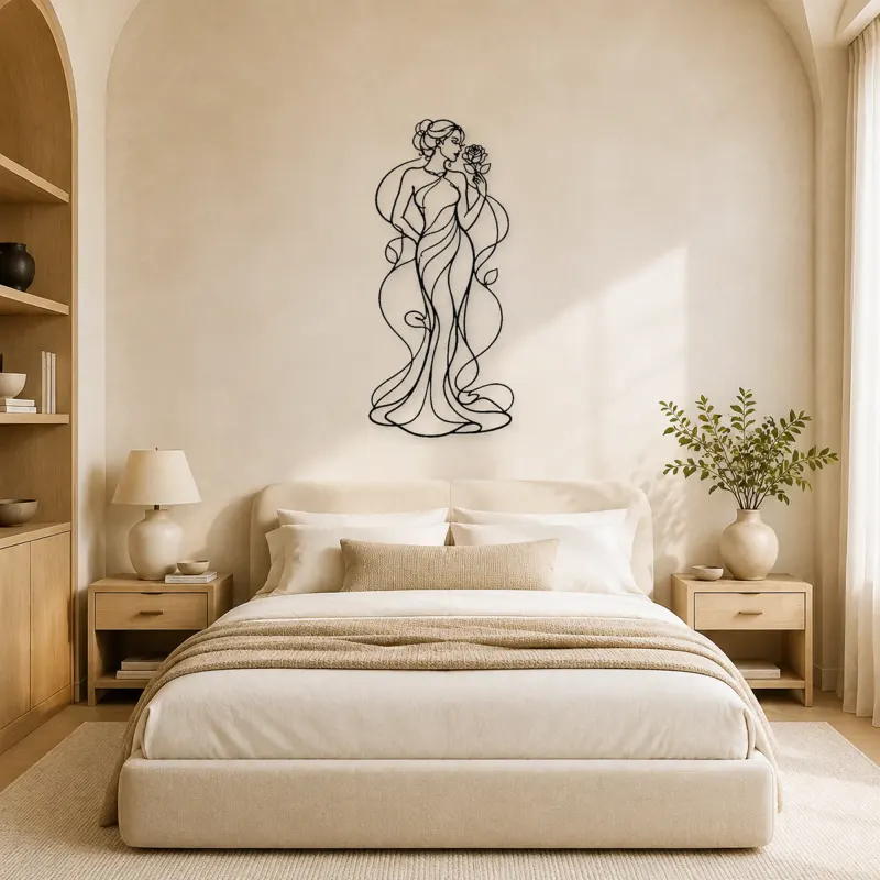 Standing Rose Muse Metal Wall Art | Botanical Woman Wall Decor - lifestyle view 2
