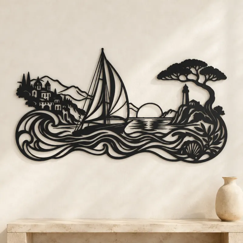 Mediterranean Sail Metal Wall Art | Coastal and Nautical Wall Decor - lifestyle view 3