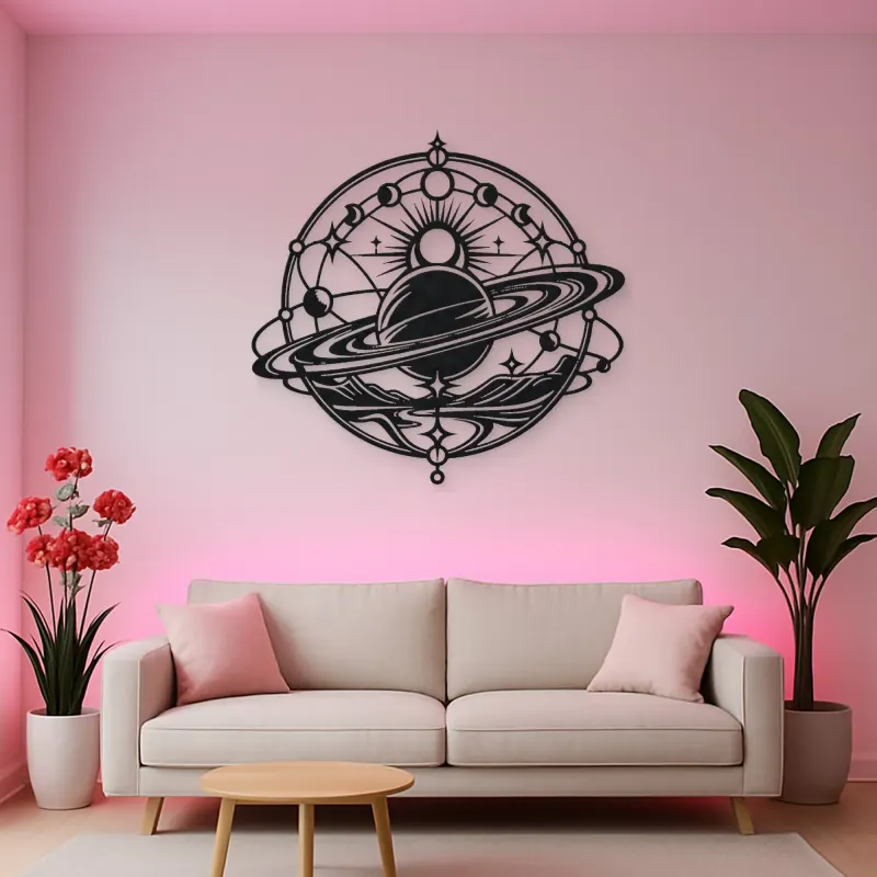 Saturn Ring Rhythm Metal Wall Art | Celestial Boho Wall Decor
