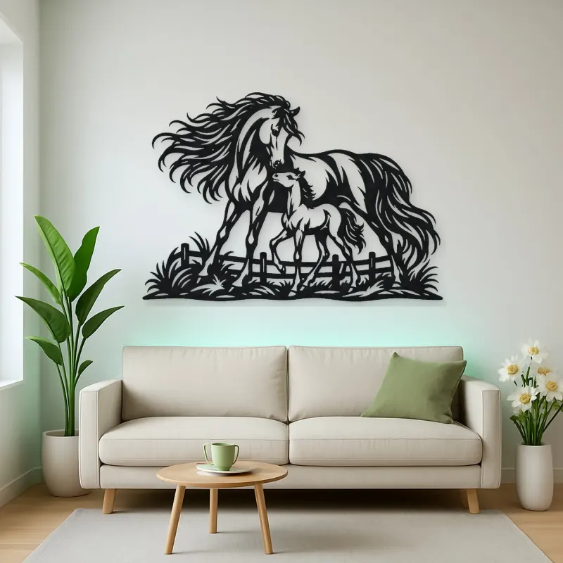 Mare and Foal Metal Wall Art | Equestrian Wall Decor