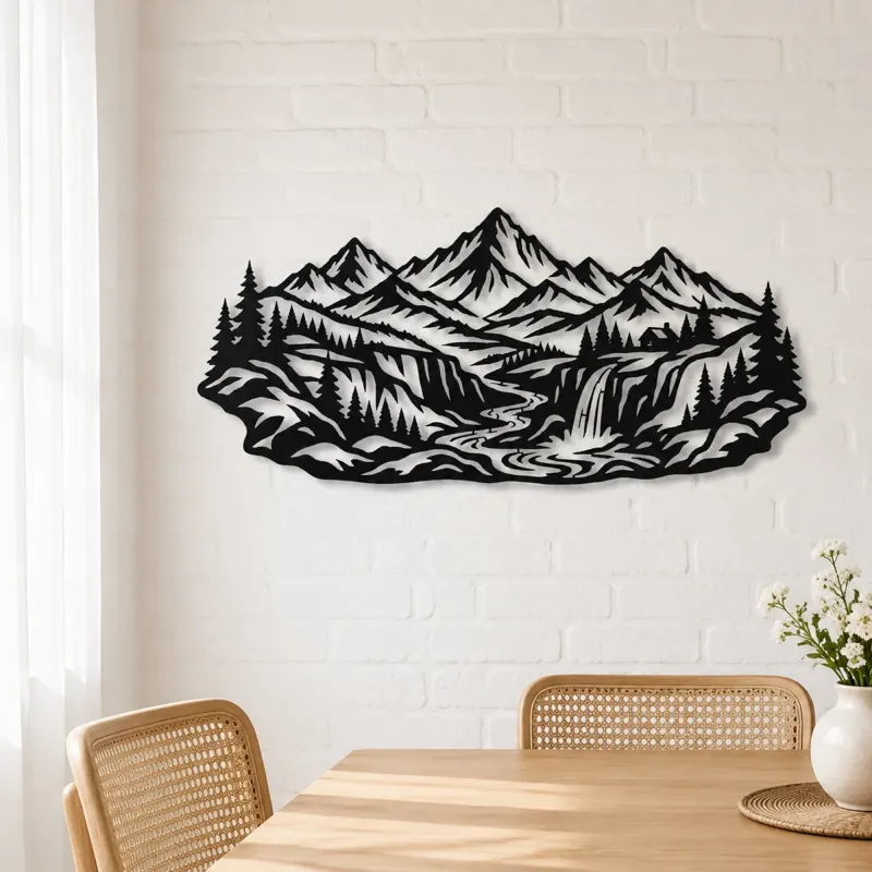 Canyon Mountain Flow Metal Wall Art | Nature Silhouette Decor - lifestyle view 4