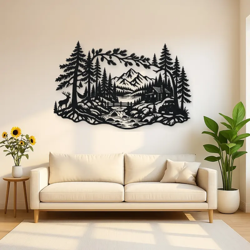 Whispering Pine Forest Metal Wall Art | Nature Silhouette Decor