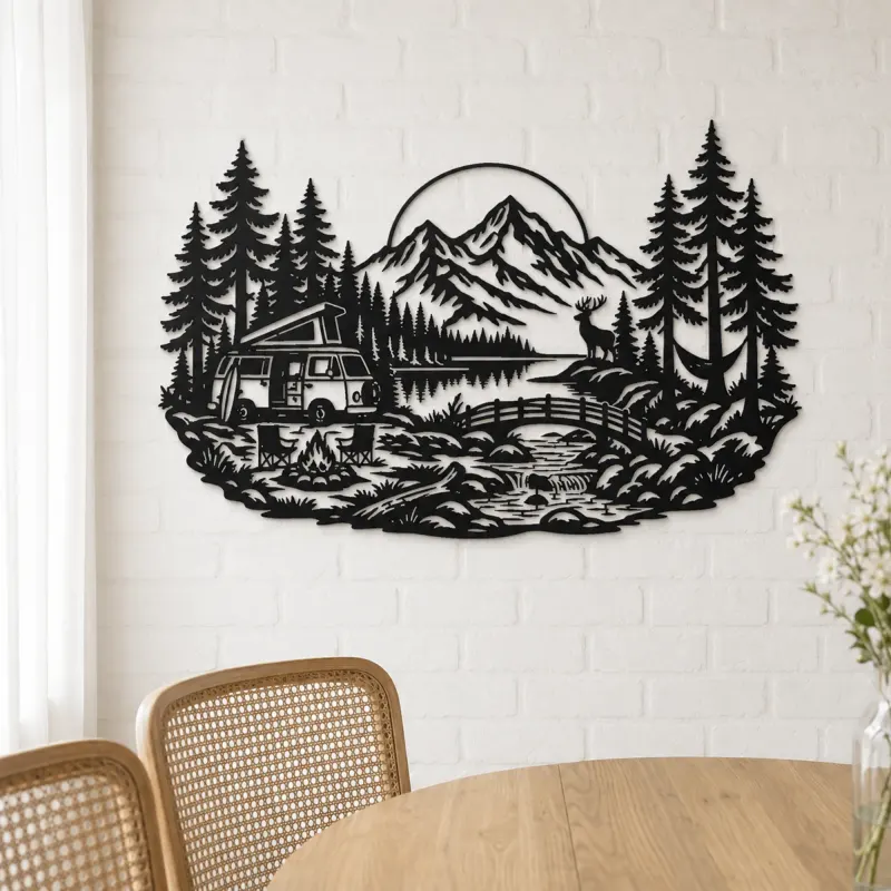Camper Van Forest Metal Wall Art | Travel and City Wall Decor - lifestyle view 4