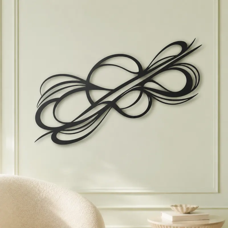 Dynamic Diagonal Flow Metal Wall Art | Modern Abstract Metal Decor - lifestyle view 2