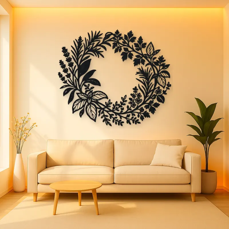Herb Kitchen Wreath Metal Wall Art | Cozy Home Metal Decor