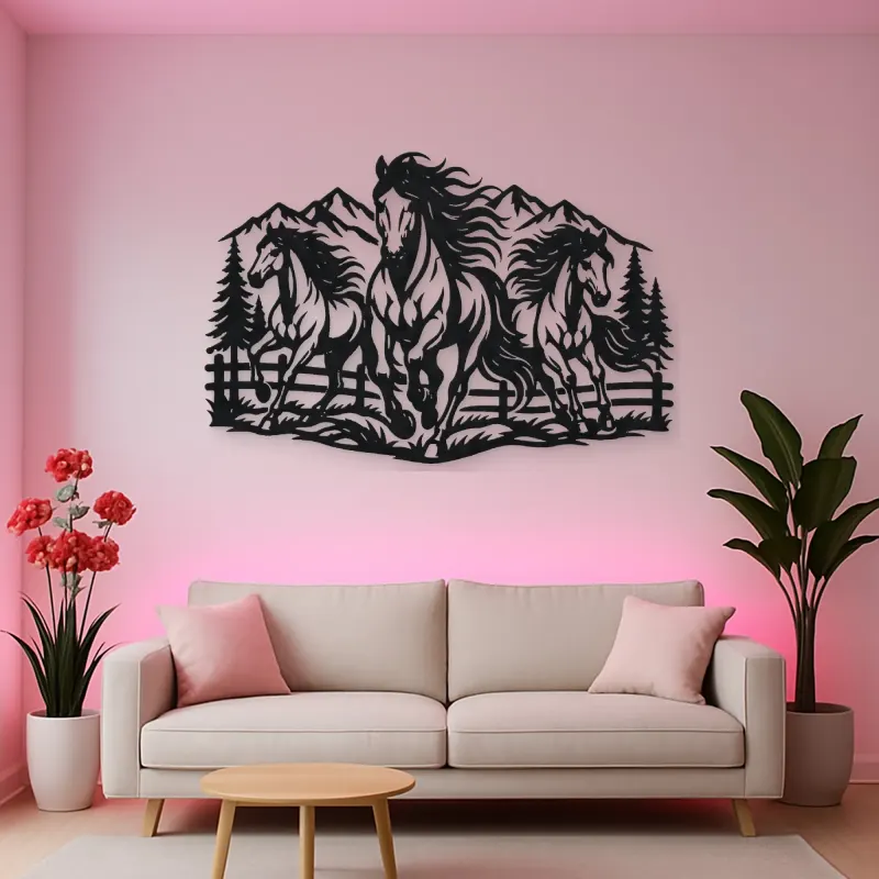 Three Horse Herd Metal Wall Art | Equestrian Wall Decor