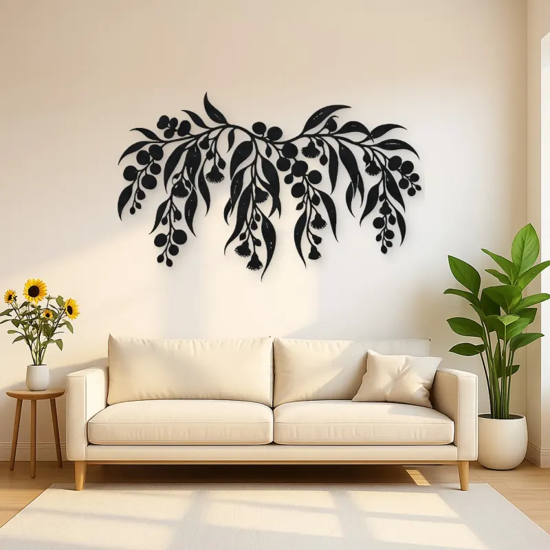 Eucalyptus Cascade Metal Wall Art | Botanical Metal Wall Decor