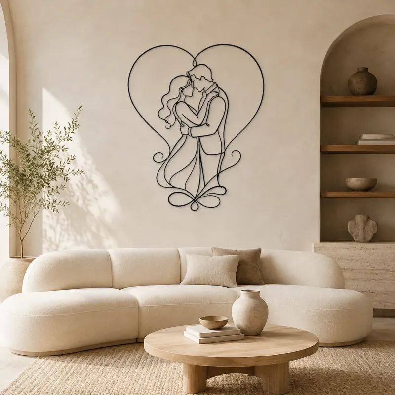 Cartel de metal Marco de Corazón Amantes | Decoración Romántica de Pareja