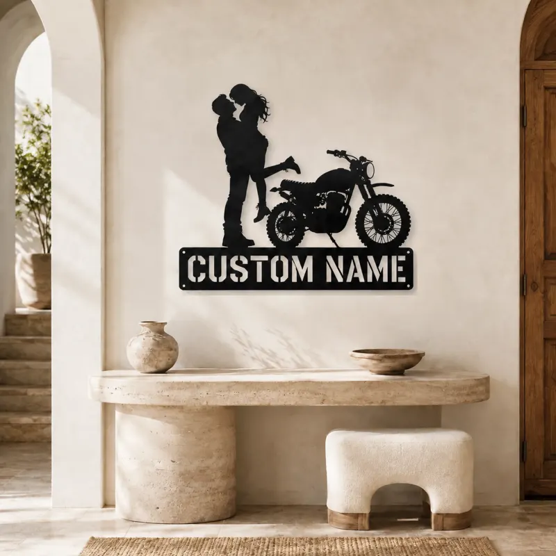 Personalized Dirt Bike Lifted Couple Metal Wall Art - lifestyle view 3