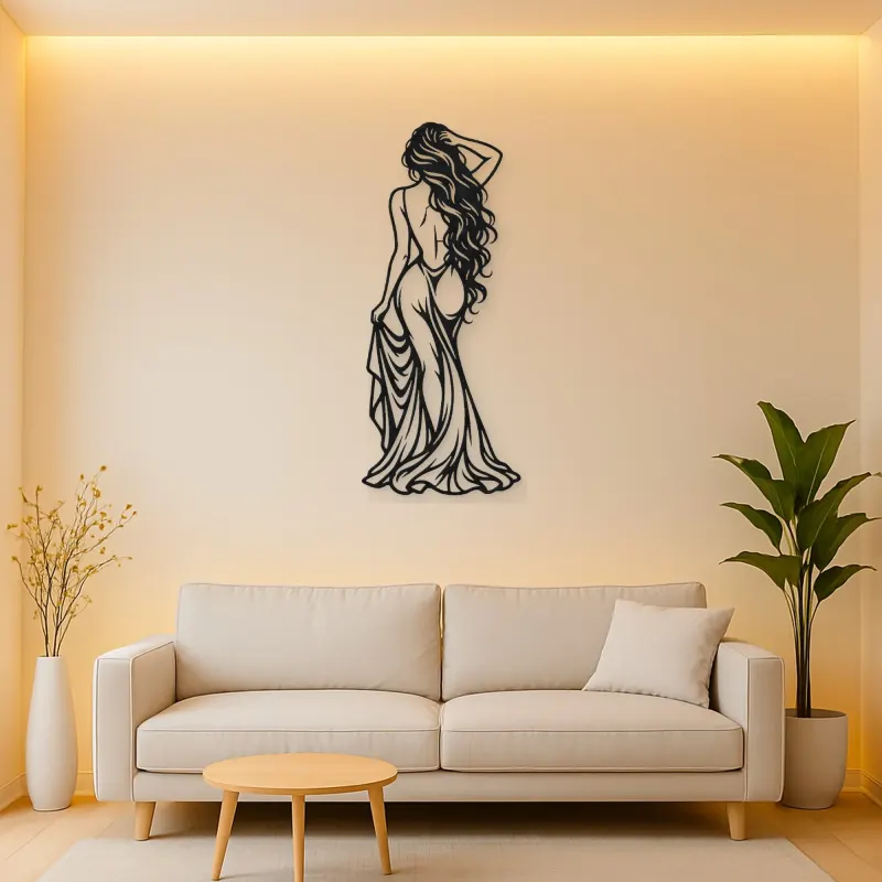 Long Hair Back Pose Metal Wall Art | Movement Silhouette Decor