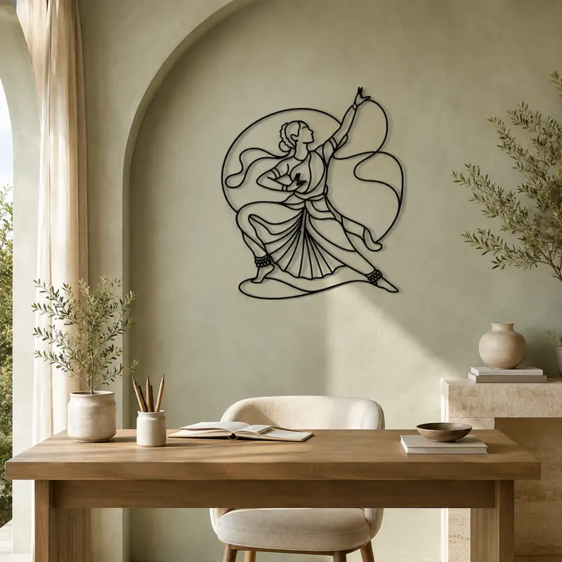 Bharatanatyam Pose Metal Wall Art | Dance Silhouette Wall Decor - lifestyle view 4