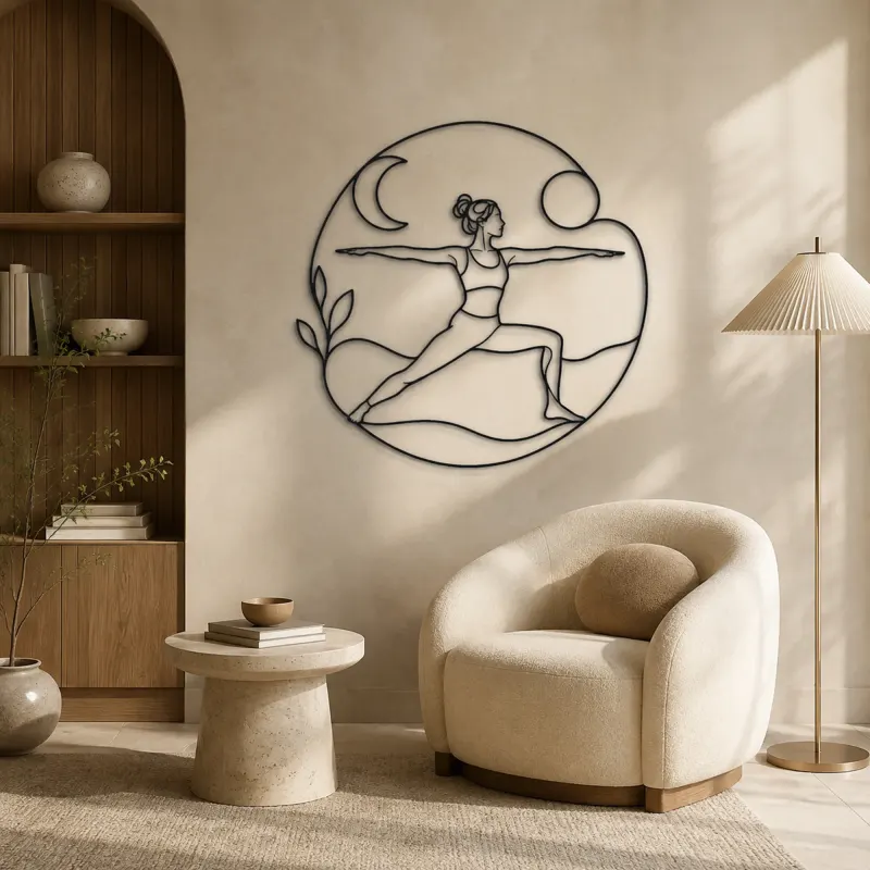 Warrior Two Horizon Metal Wall Art | Yoga and Meditation Wall Decor - lifestyle view 5