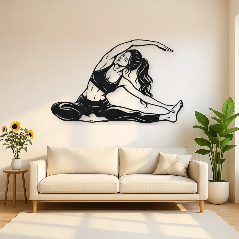 Seated Side Stretch Metal Wall Art | Movement Silhouette Decor