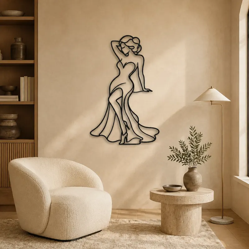 Classic Pinup Silhouette Metal Wall Art | Fashion Figure Wall Decor - lifestyle view 5
