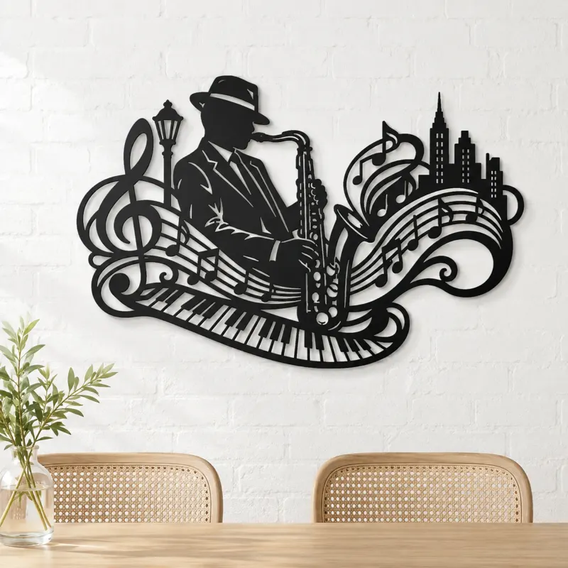 Saxophone Jazz Flow Metal Wall Art | Music Room Wall Decor - lifestyle view 4