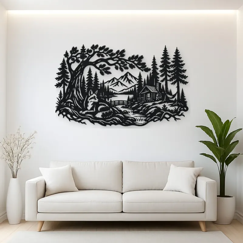 Fox beneath the Trees Metal Wall Art | Wildlife Silhouette Decor
