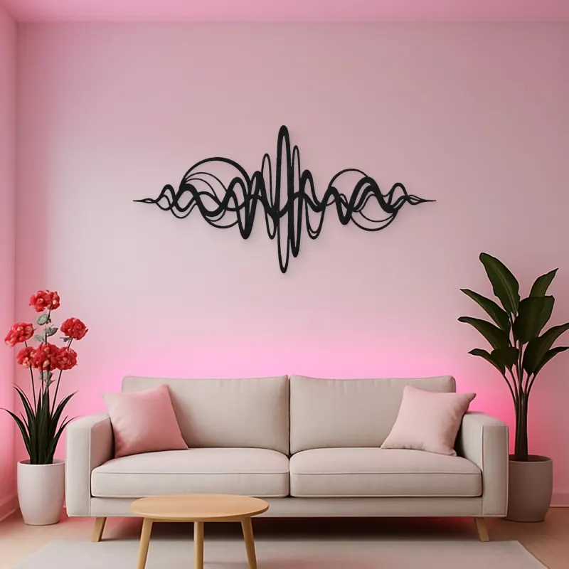 Continuous Sound Wave Metal Wall Art | Music Room Wall Decor
