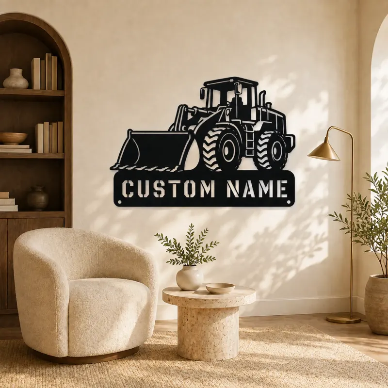 Personalized Large Wheel Loader Low Bucket Metal Wall Art - lifestyle view 5