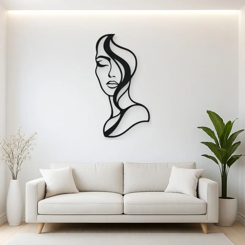 Abstract Half Face Metal Wall Art | Minimalist Woman Line Art