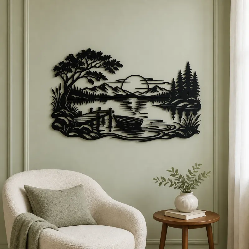Calm Lake Ripples Metal Wall Art | Nature Silhouette Decor - lifestyle view 2