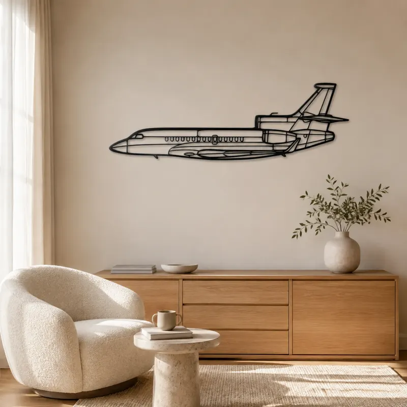 Falcon 7X Airplane Silhouette Metal Wall Art, Metal Aircraft Silhouette, Aviation Wall Decor, Aviator Decor - lifestyle view 5