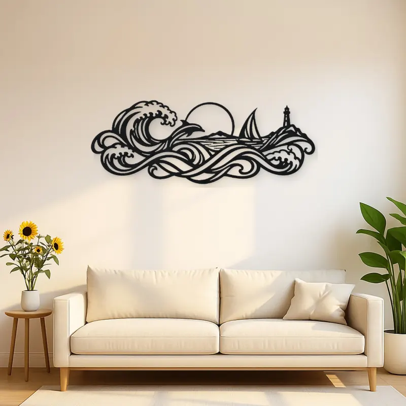 Interwoven Ocean Waves Metal Wall Art | Coastal and Nautical Wall Decor