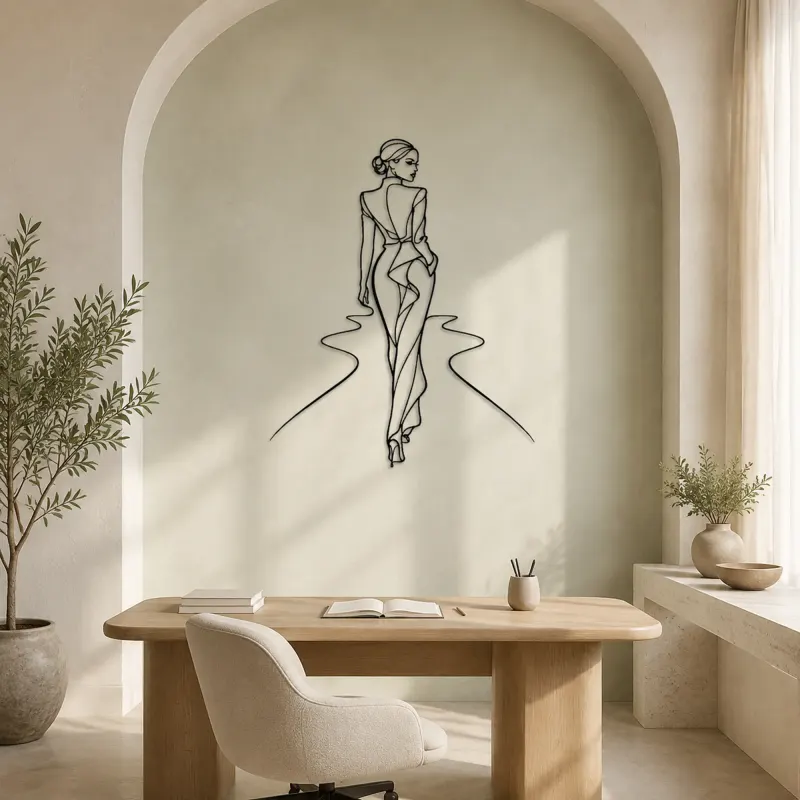 Over Shoulder Runway Metal Wall Art | Fashion Figure Wall Decor - lifestyle view 4