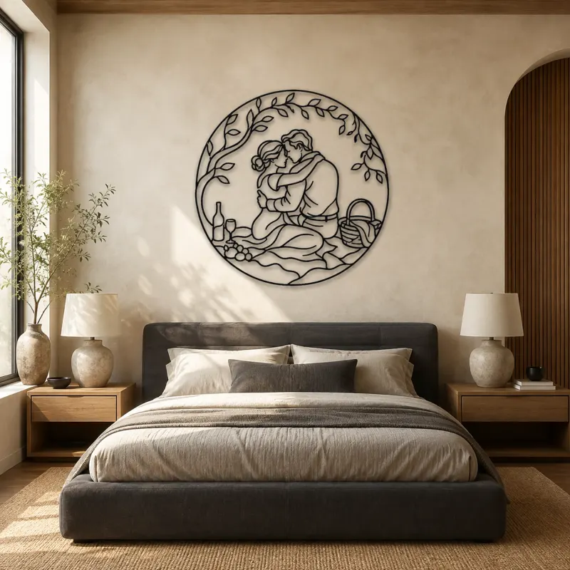 Picnic Embrace Metal Wall Art | Romantic Couple Decor - lifestyle view 5