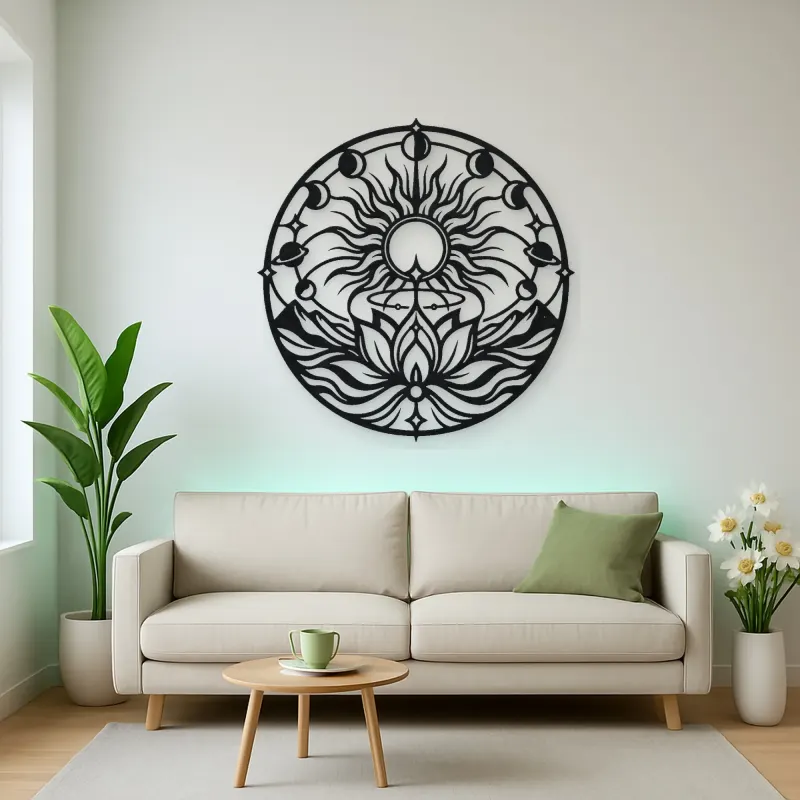 Solar Lotus Metal Wall Art | Botanical Metal Wall Decor