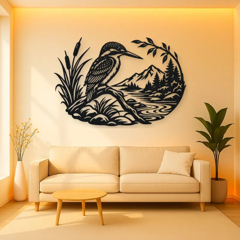 Kingfisher River Metal Wall Art | Wildlife Silhouette Decor