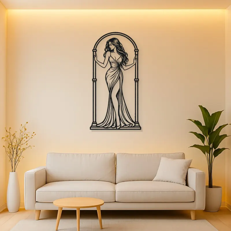Woman in Arch Metal Wall Art | Minimalist Woman Line Art
