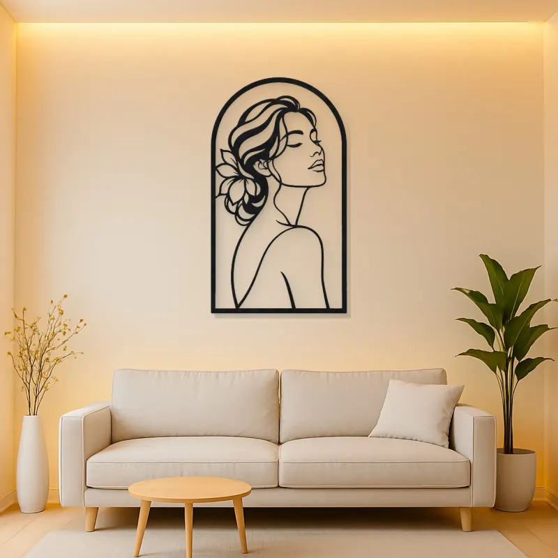 Beauty in Arch Metal Wall Art | Minimalist Woman Line Art