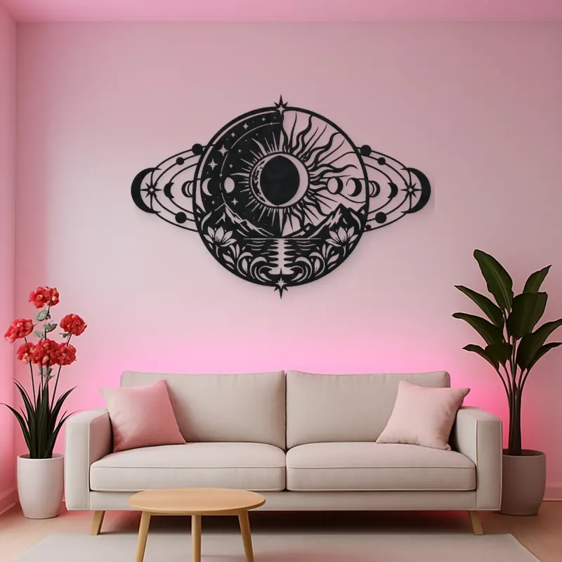 Eclipse Harmony Metal Wall Art | Celestial Boho Wall Decor