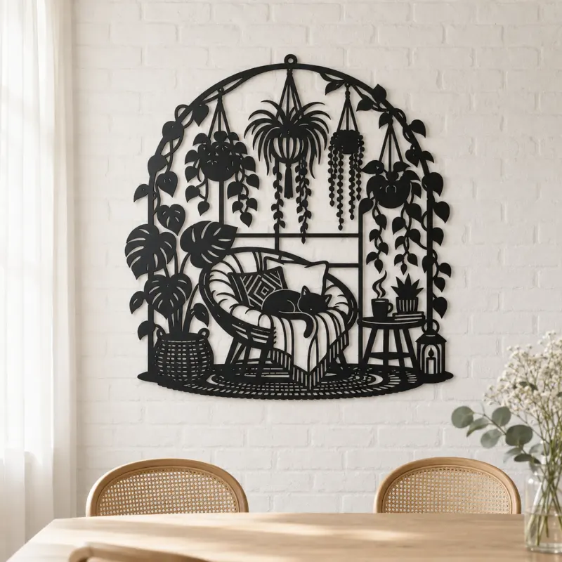 Hanging Plant Garden Metal Wall Art | Botanical Metal Wall Decor - lifestyle view 4