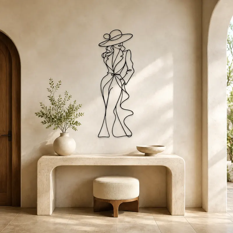 Fashion Hat Silhouette Metal Wall Art | Fashion Figure Wall Decor - lifestyle view 3