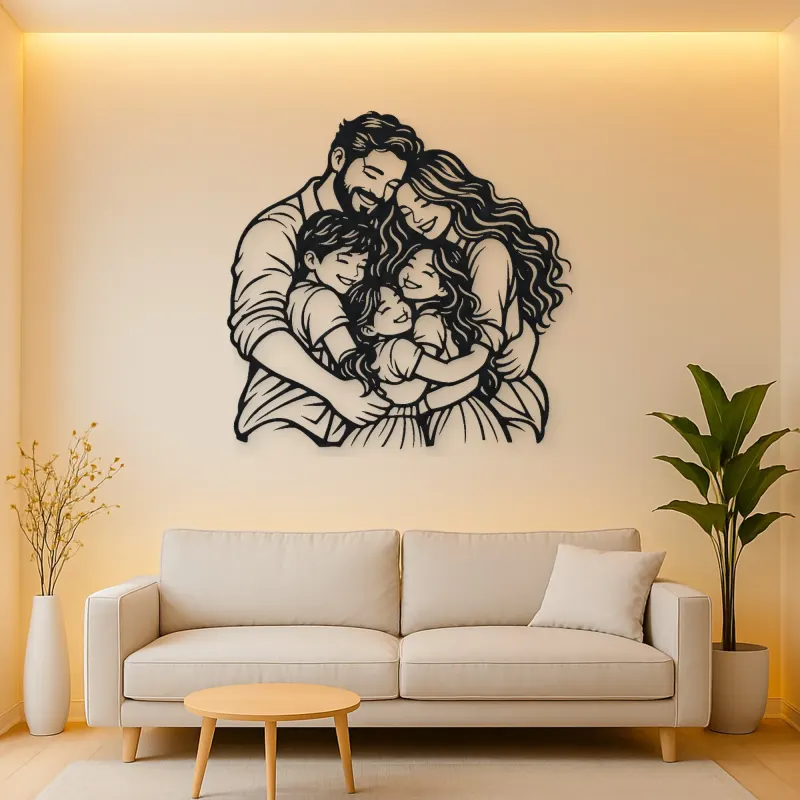 Family Group Hug Metal Wall Art | Family Silhouette Decor