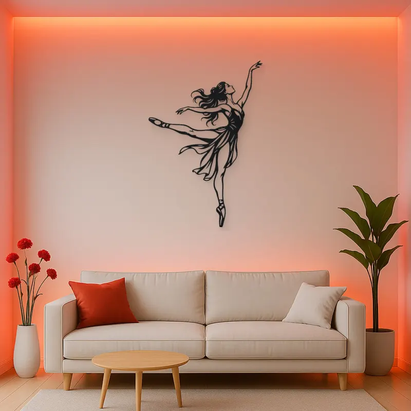 Graceful Arabesque Metal Wall Art | Movement Silhouette Decor