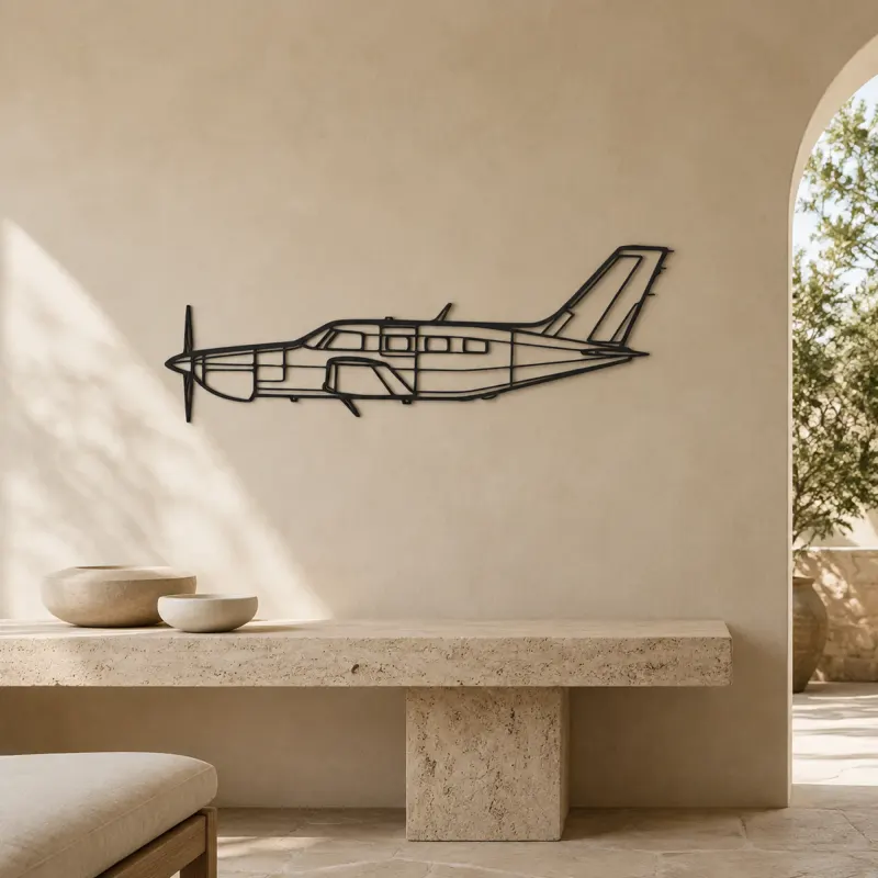 PA-46-350P Malibu Mirage Airplane Silhouette Metal Wall Art, Metal Aircraft Silhouette, Aviation Wall Decor, Aviator Decor - lifestyle view 3
