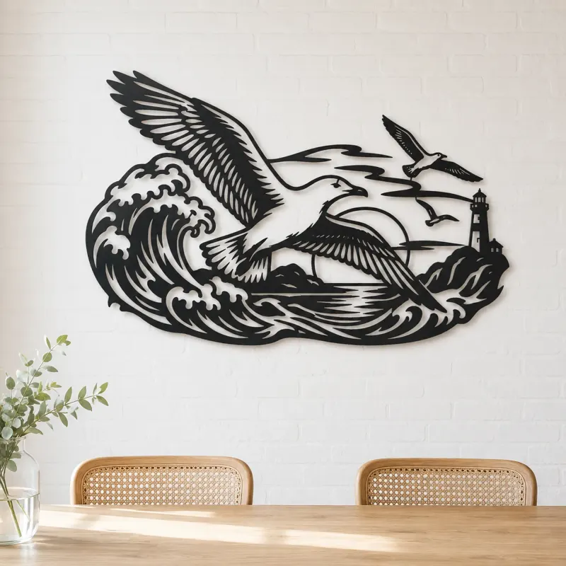 Seagull Wave Flight Metal Wall Art | Coastal and Nautical Wall Decor - lifestyle view 4