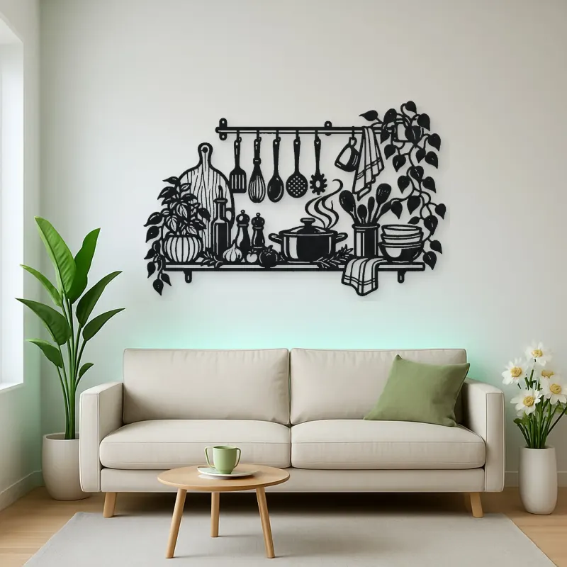 Chef Utensil Flow Metal Wall Art | Cozy Home Metal Decor