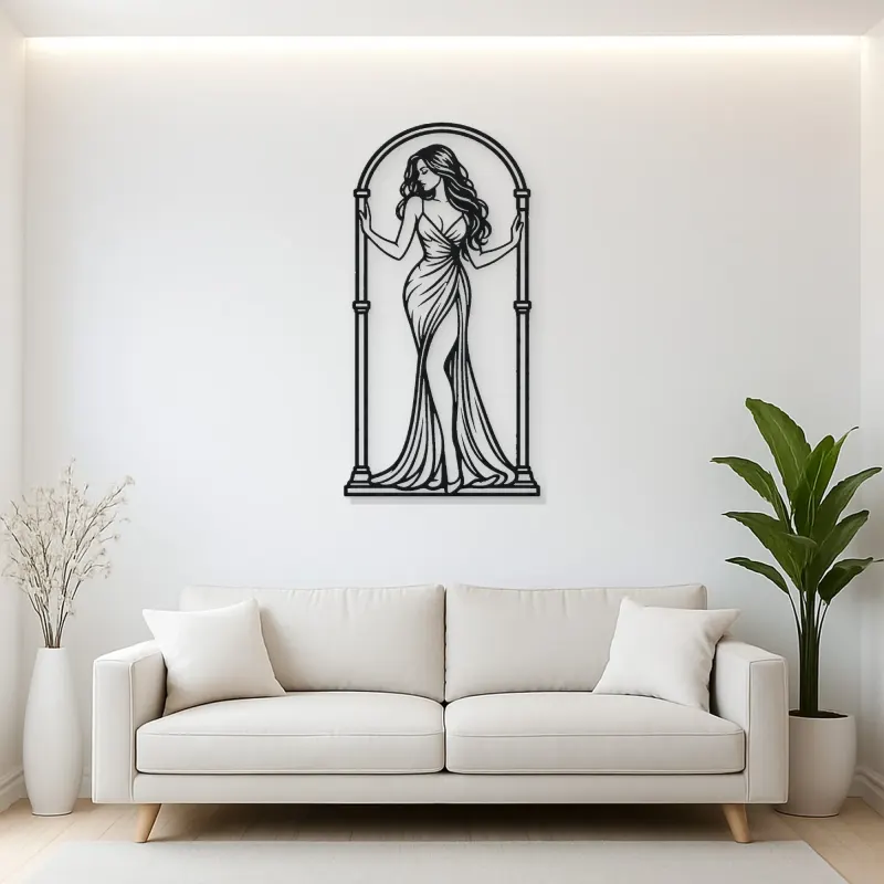 Woman in Arch Metal Wall Art | Minimalist Woman Line Art