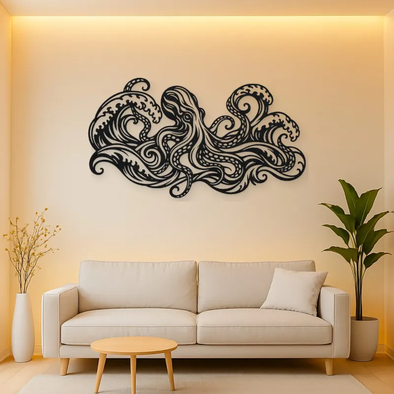 Octopus Flow Metal Wall Art | Coastal and Nautical Wall Decor