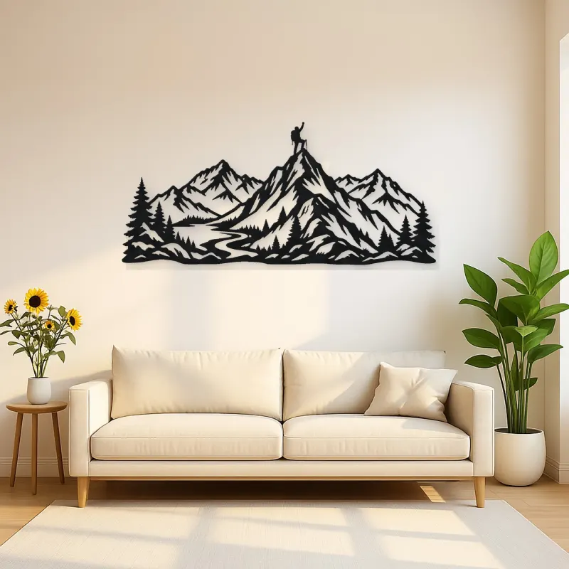 Climber Summit Moment Metal Wall Art | Nature Silhouette Decor