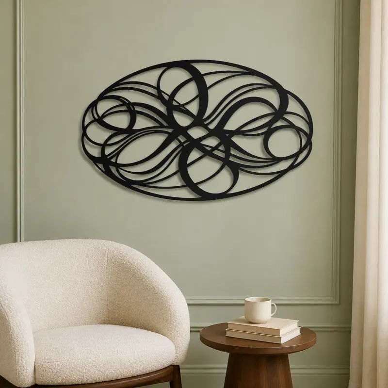 Woven Oval Network Metal Wall Art | Modern Abstract Metal Decor - lifestyle view 2