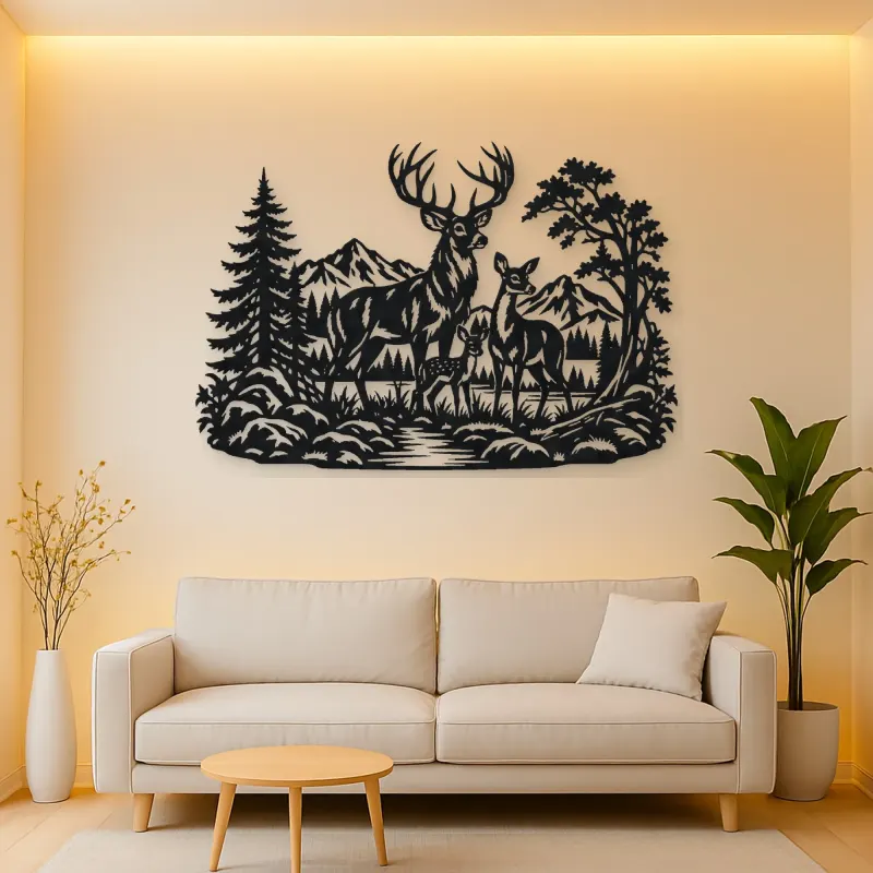 Deer Forest Profile Metal Wall Art | Wildlife Silhouette Decor