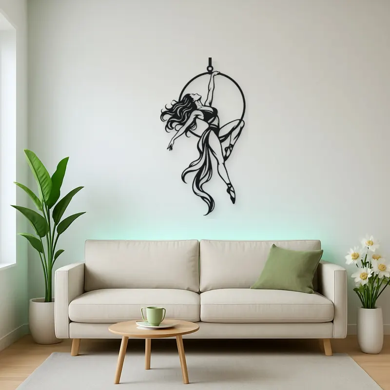 Aerial Hoop Muse Metal Wall Art | Movement Silhouette Decor