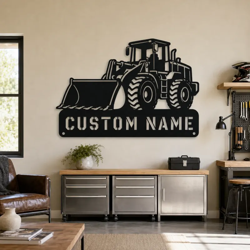 Personalized Large Wheel Loader Low Bucket Metal Wall Art - lifestyle view 4
