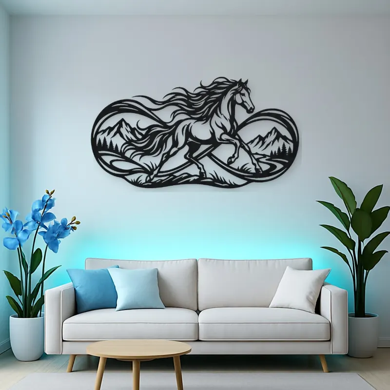 Infinite Horse Line Metal Wall Art | Equestrian Wall Decor